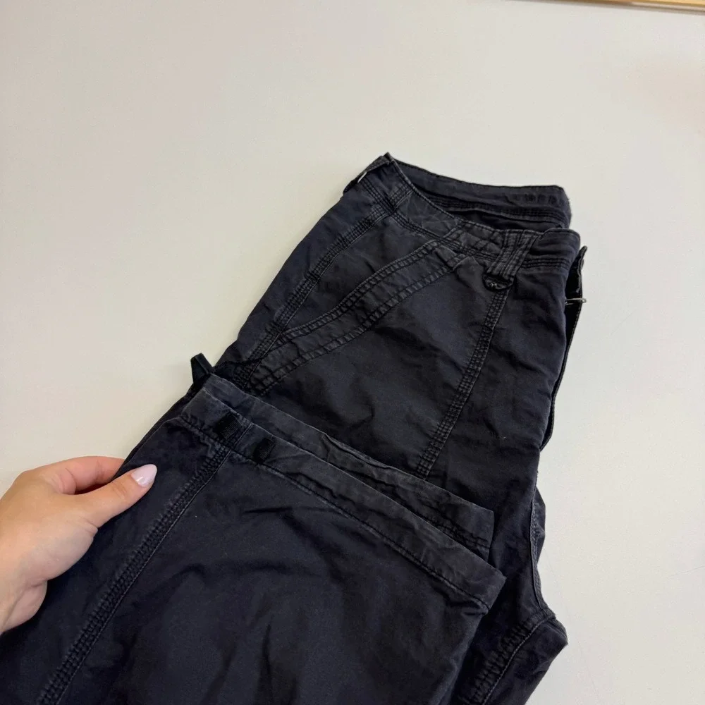 American Eagle Pants Womens 8 Black Cargo Stretch Wide Leg Y2K Utility Gorpcore - Picture 10 of 10